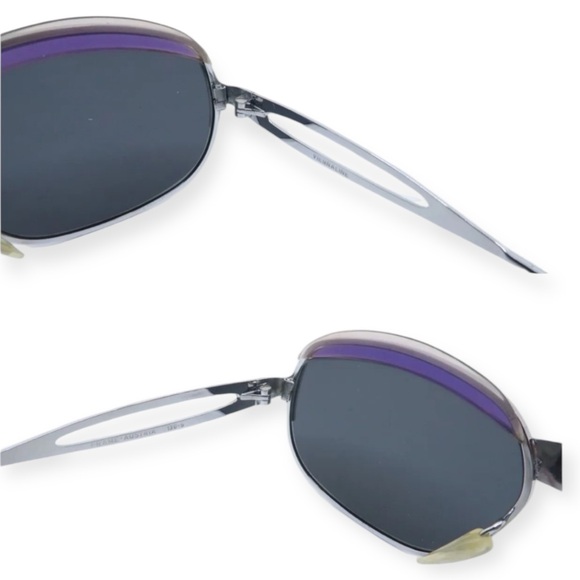 Vintage 1970s Viennaline Steel Sunglasses with Purple Brows, Made in Austria - Picture 5 of 5
